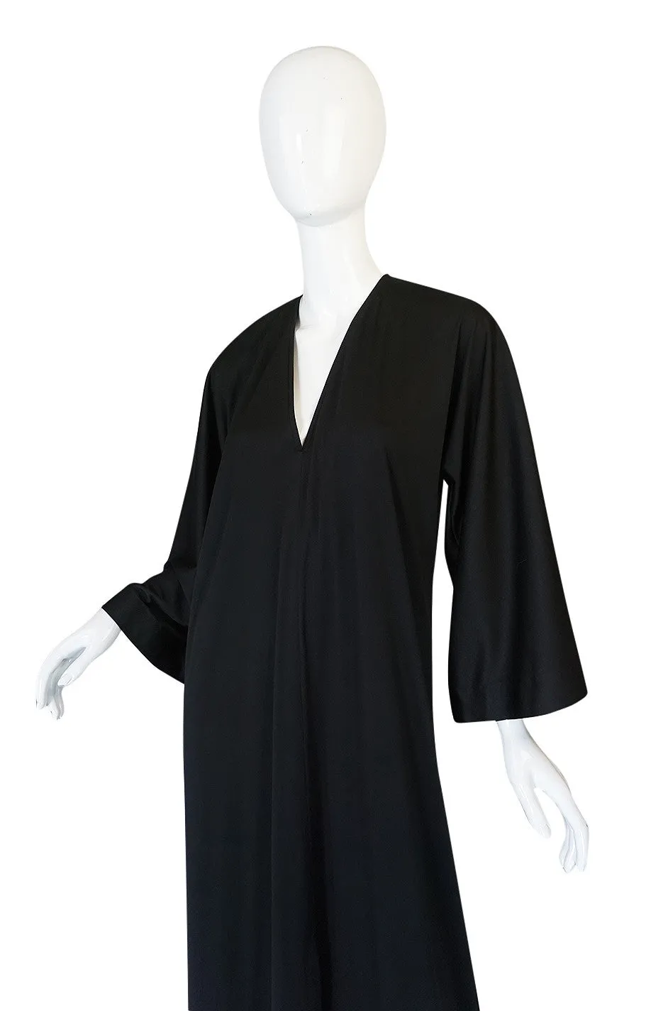 1970s Halston Simple & Chic Black Jersey Caftan Dress