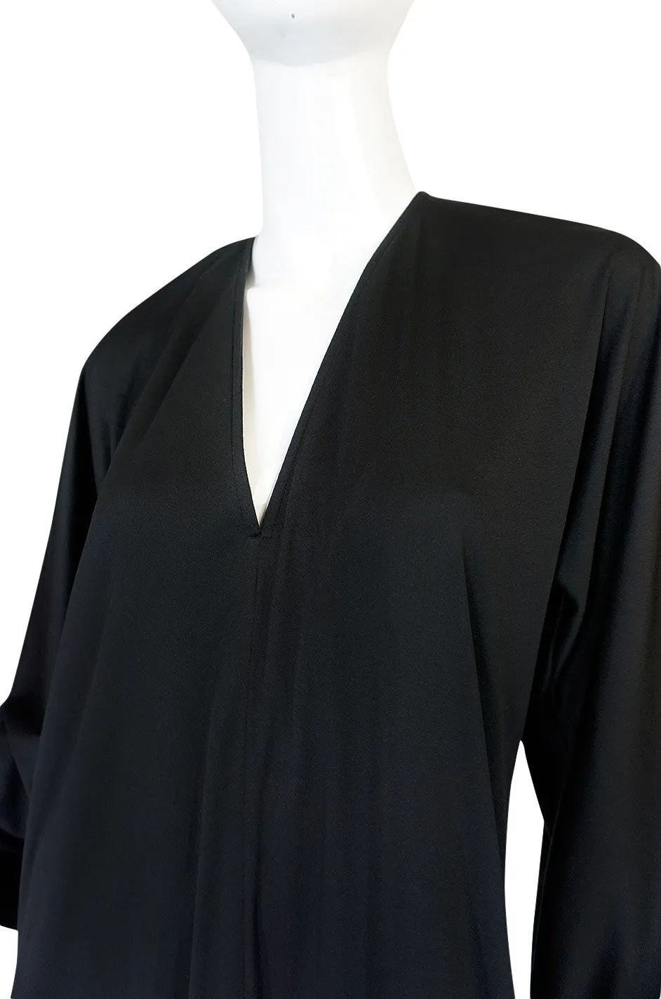 1970s Halston Simple & Chic Black Jersey Caftan Dress