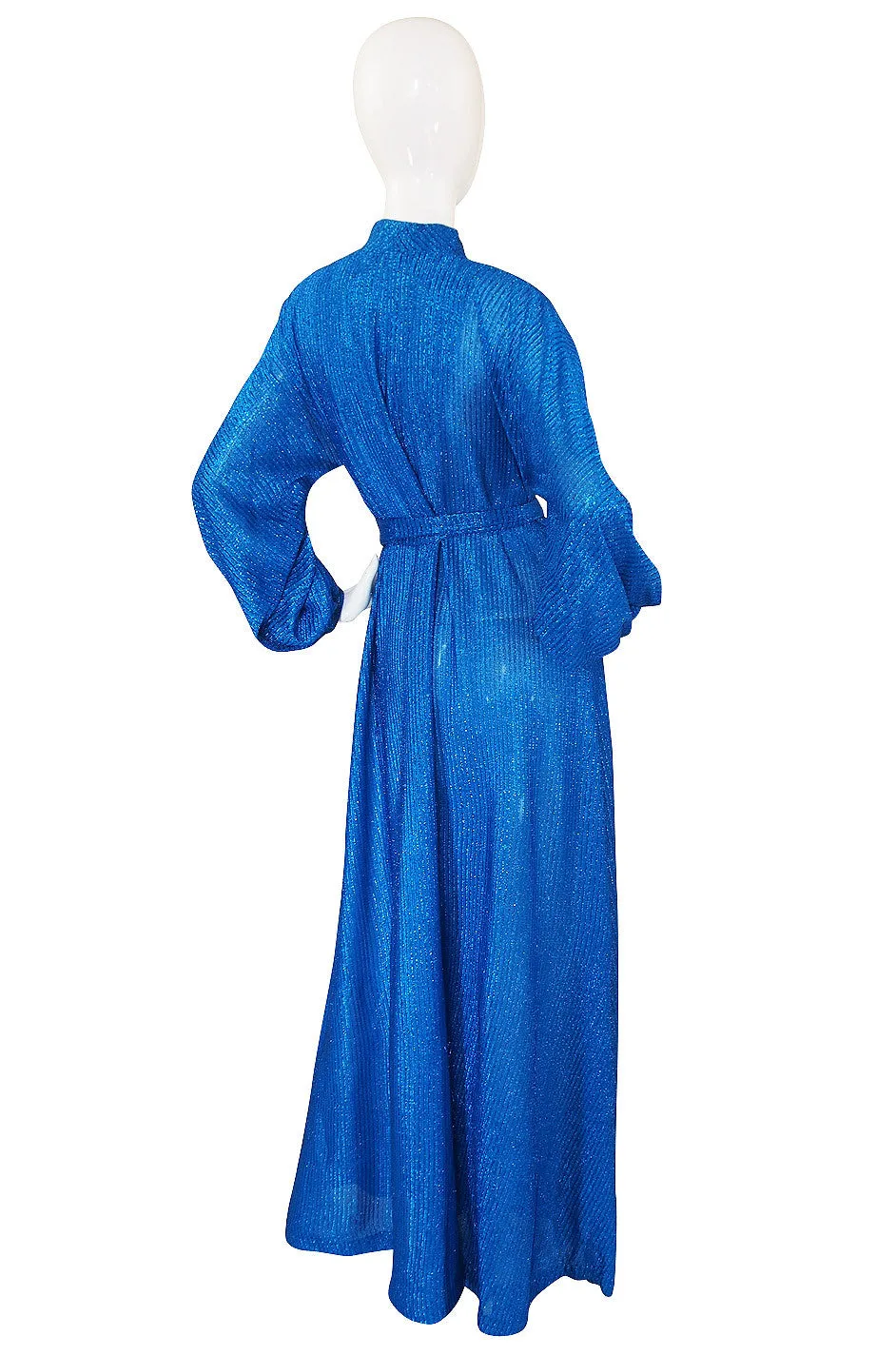 1970s Rare Blue Metallic Halston Caftan