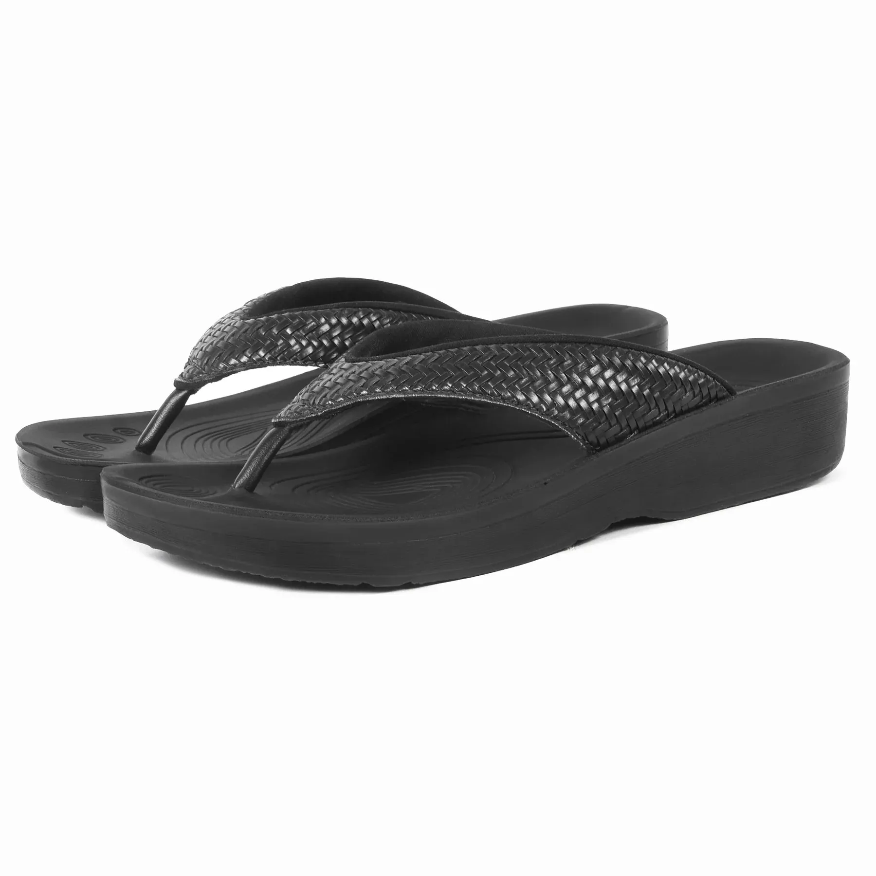 Aerothotic - Dune Women’s Arch Support Thong Flip Flop Sandals , Black