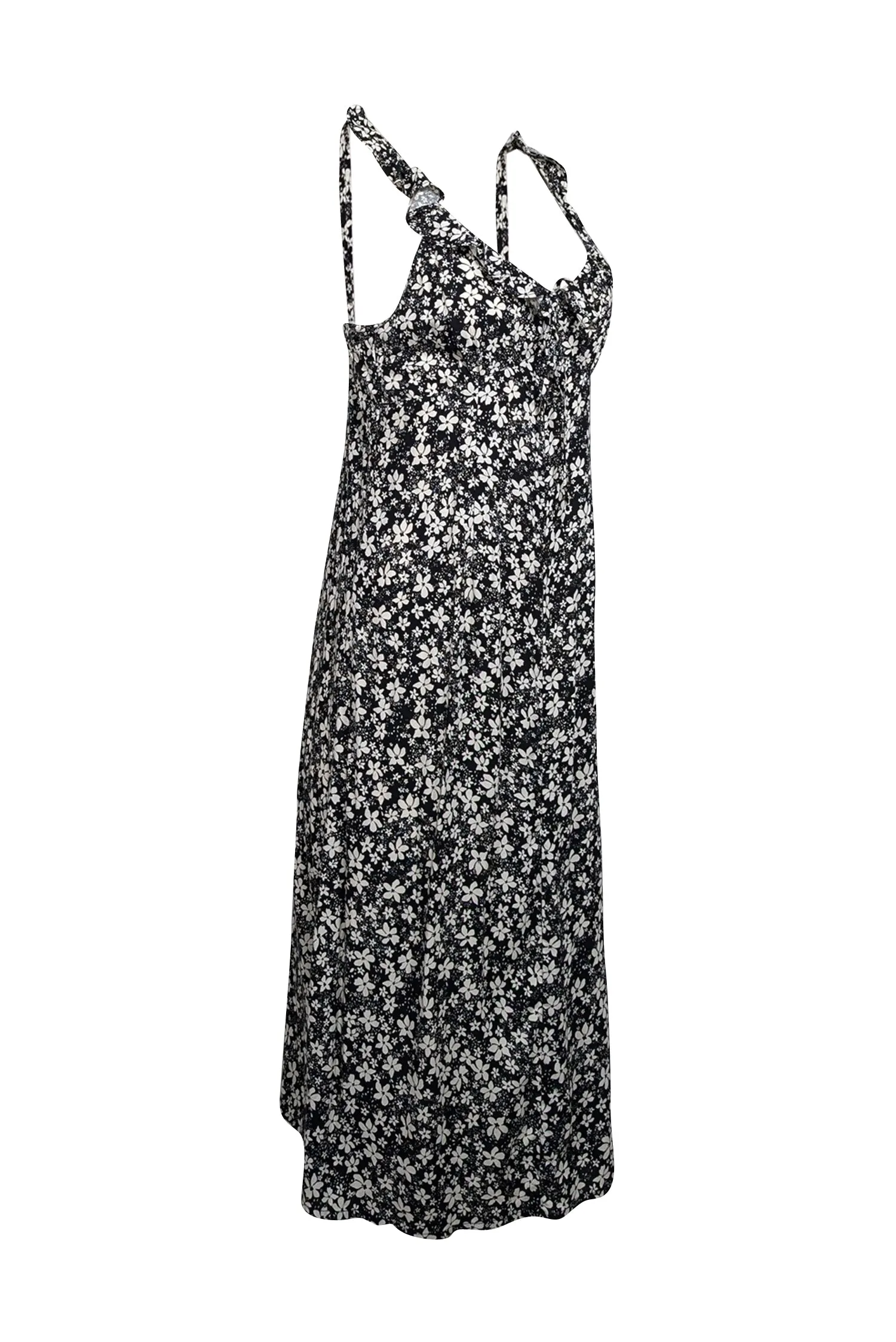 Auguste - Black & White Floral Print Sleeveless Midi Dress Sz M