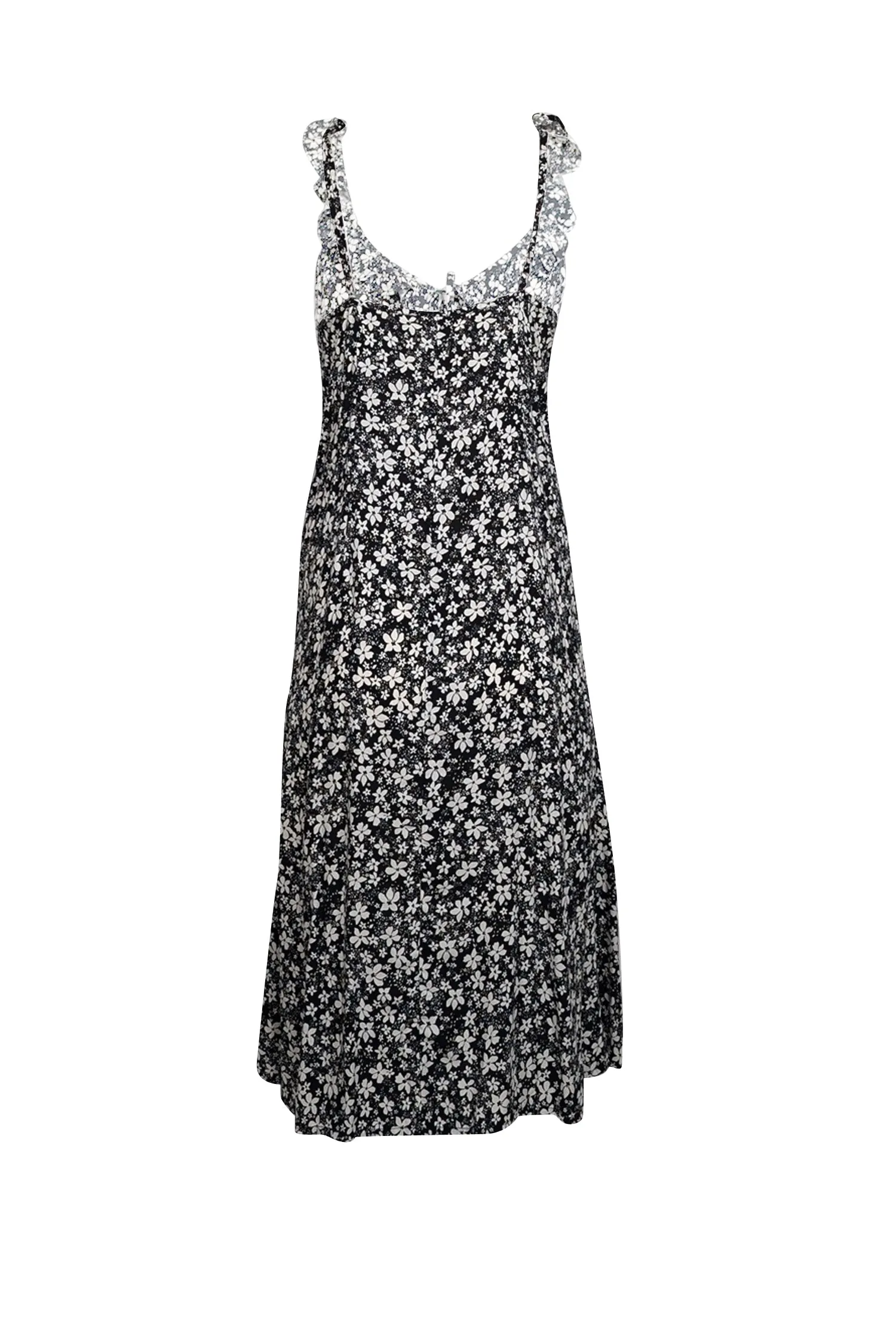 Auguste - Black & White Floral Print Sleeveless Midi Dress Sz M