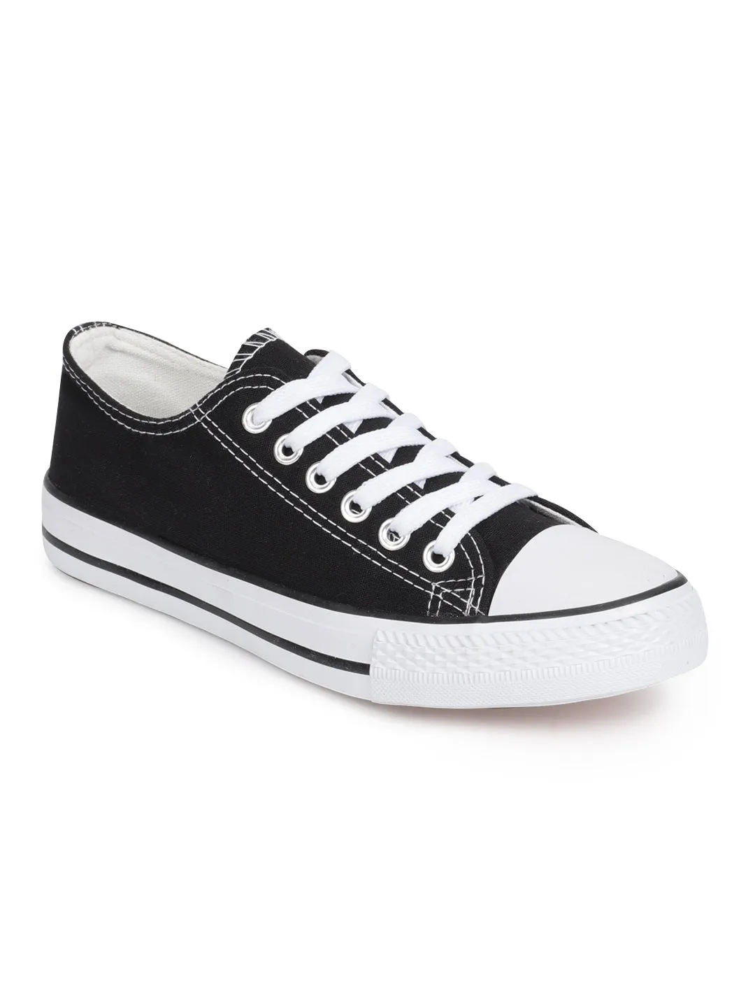 Black Canvas Lace Up Sneakers (TC-CAN1-BLK)