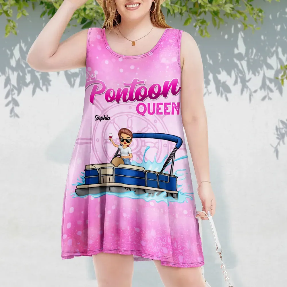 Boating Pontoon Queen - Personalized Sleeveless Tank Dress