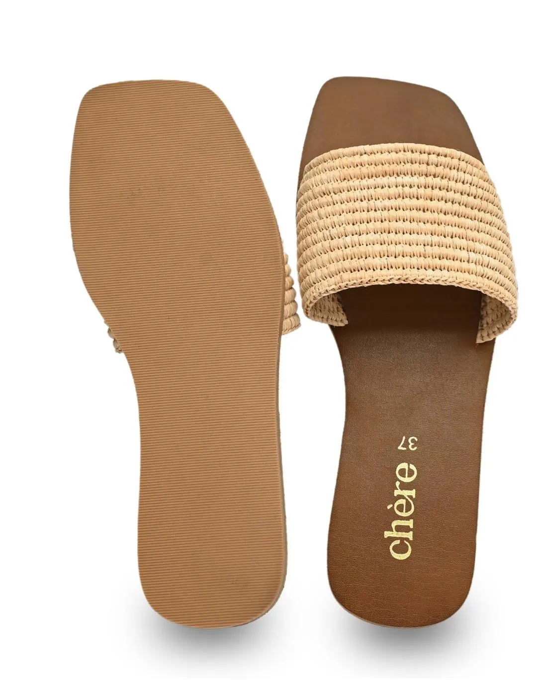 Brown Jute Slip-On Flats for Women