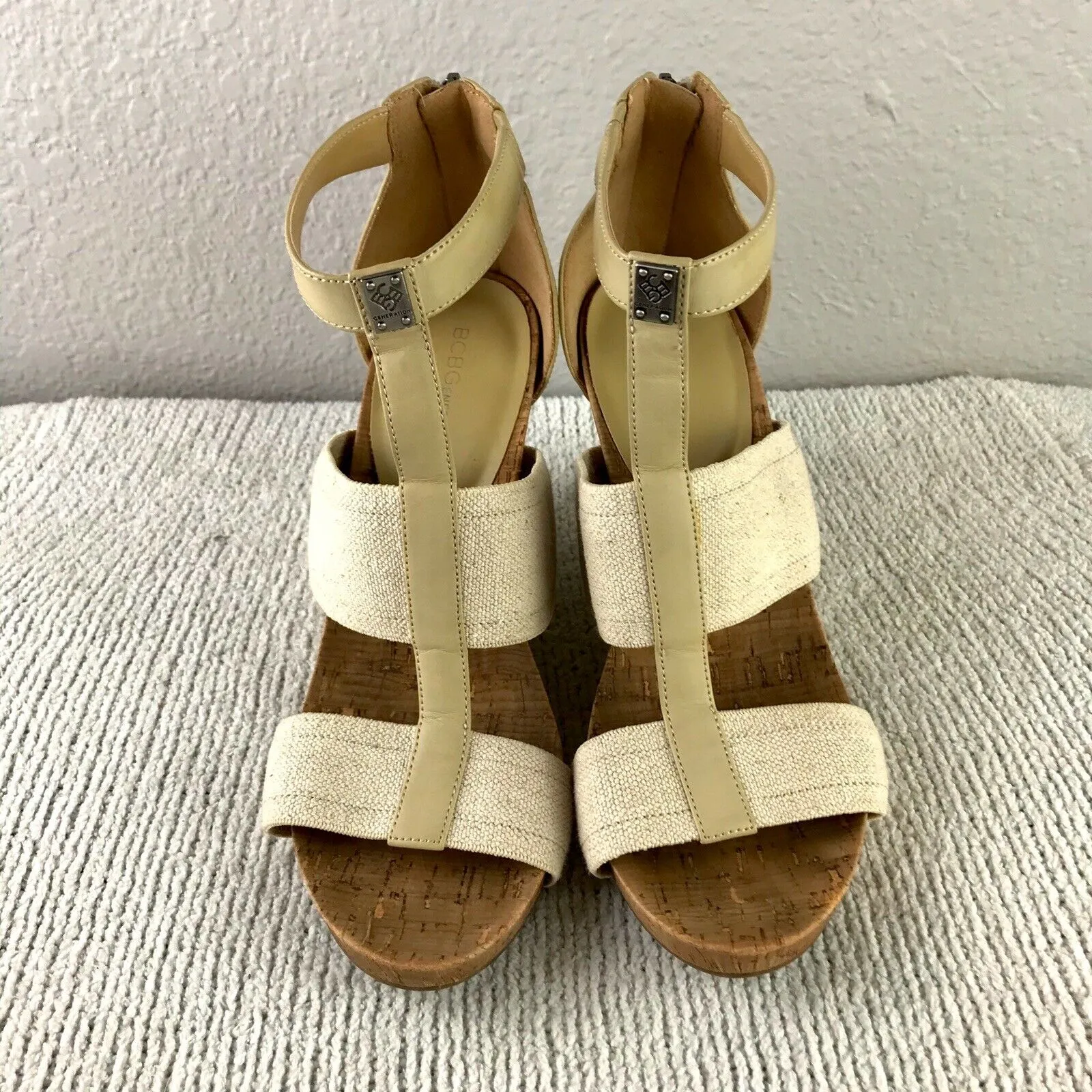 Canvas Strappy Wedge Sandals