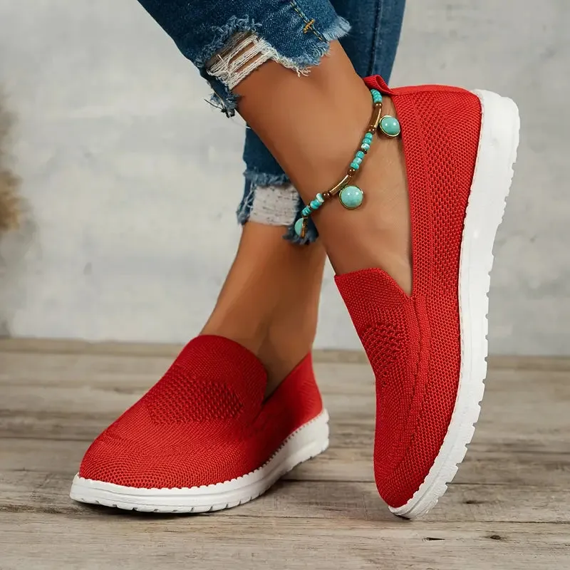 Casual, ademende gebreide slip-on sneakers voor buiten