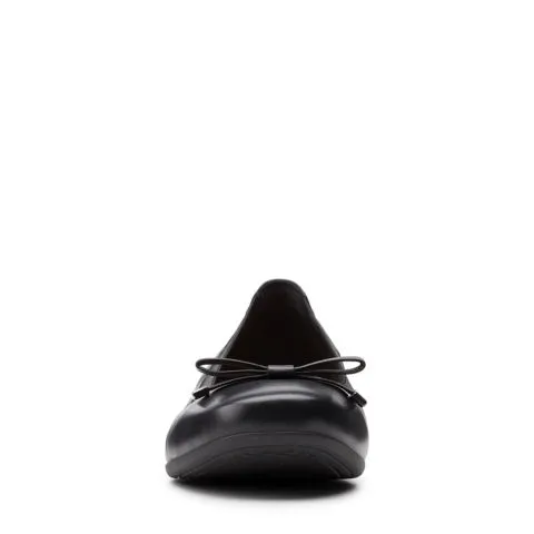 Clarks Women's Un Darcey Bow Flats- Black Leather