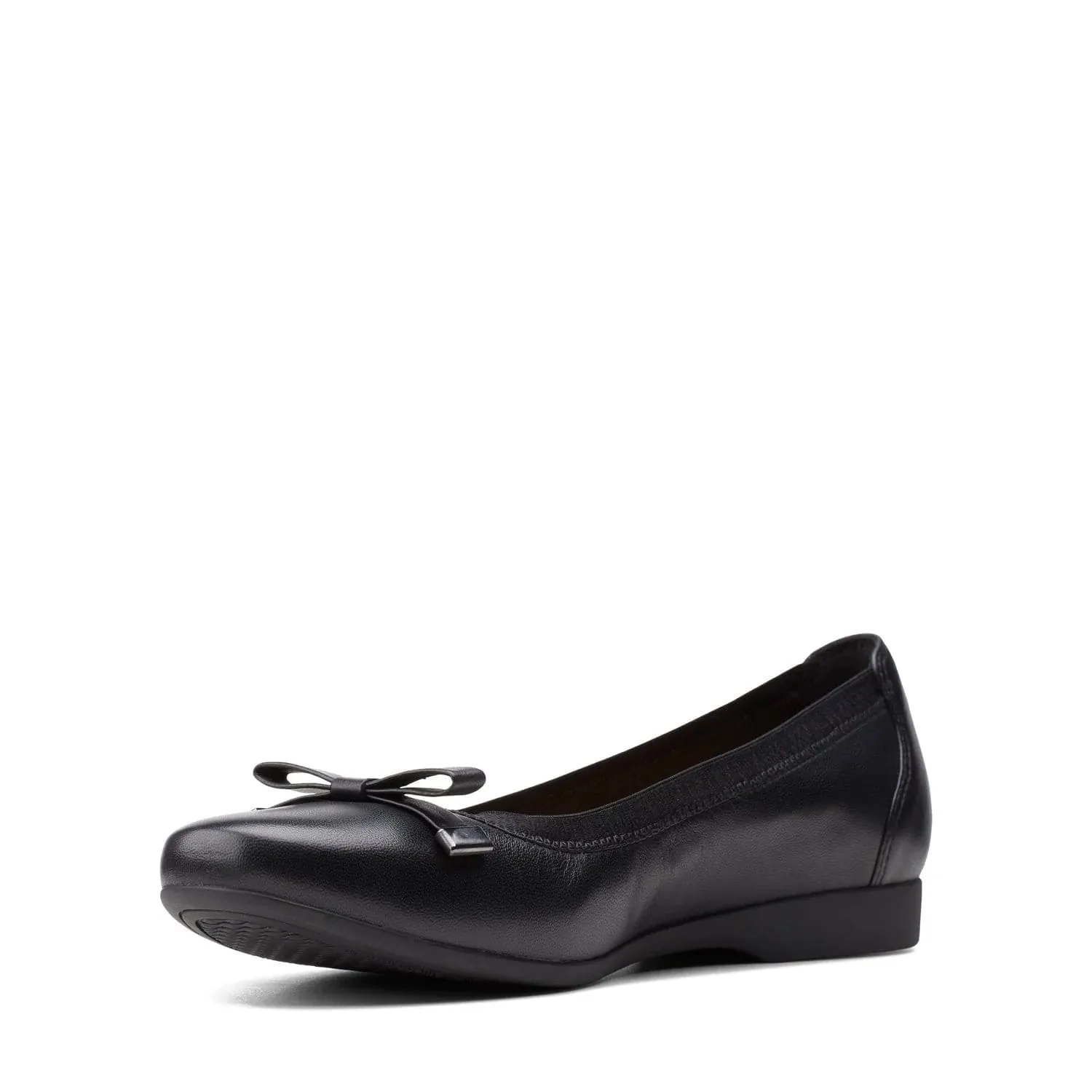 Clarks Women's Un Darcey Bow Flats- Black Leather