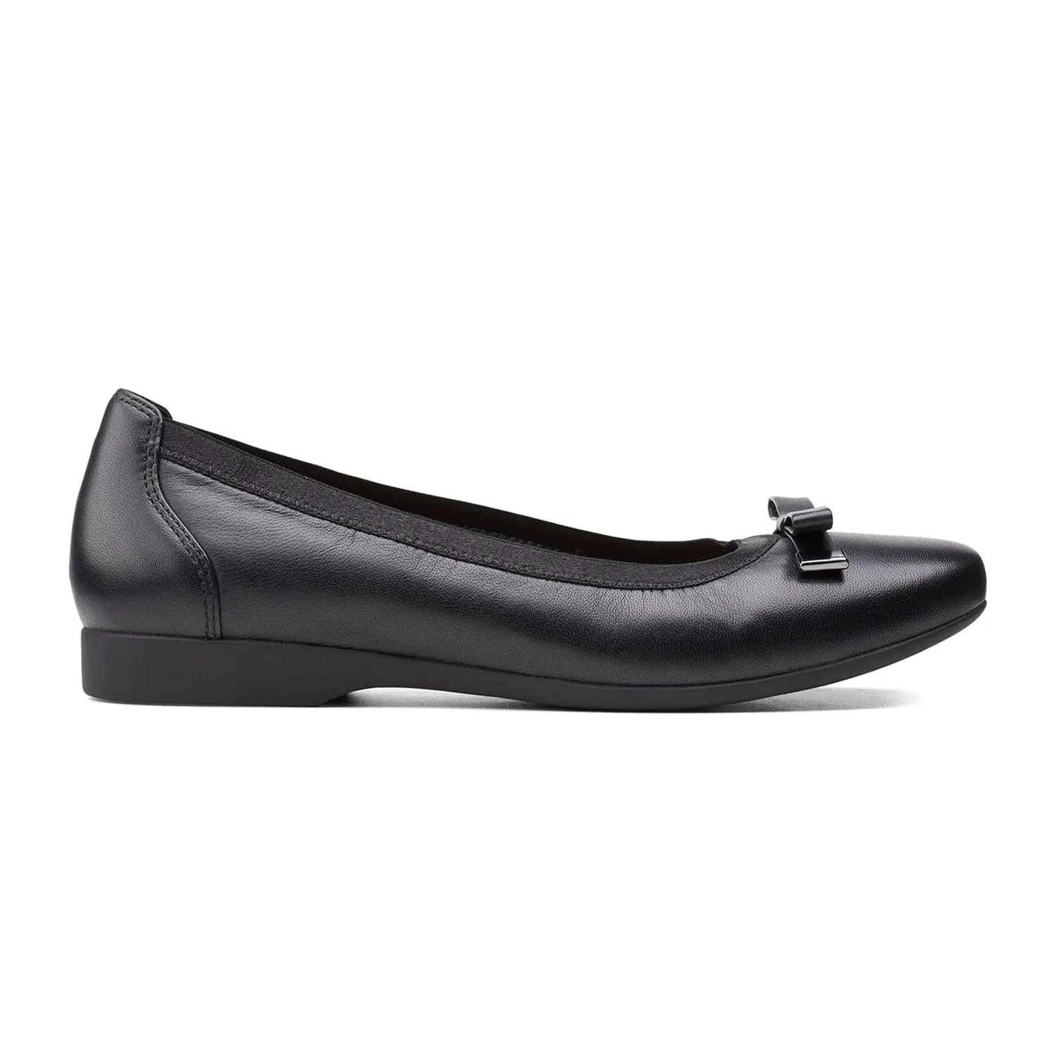 Clarks Women's Un Darcey Bow Flats- Black Leather