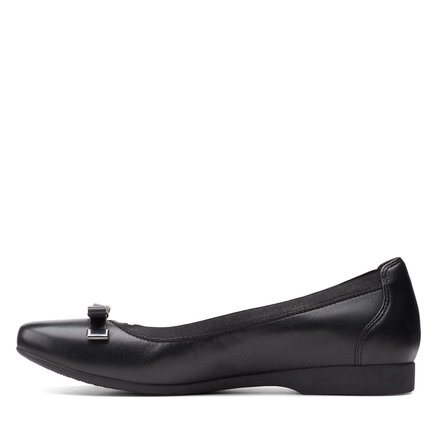 Clarks Women's Un Darcey Bow Flats- Black Leather