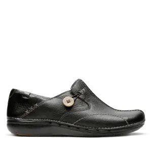 Clarks Women's Un Loop Walking Shoes- Black Leather