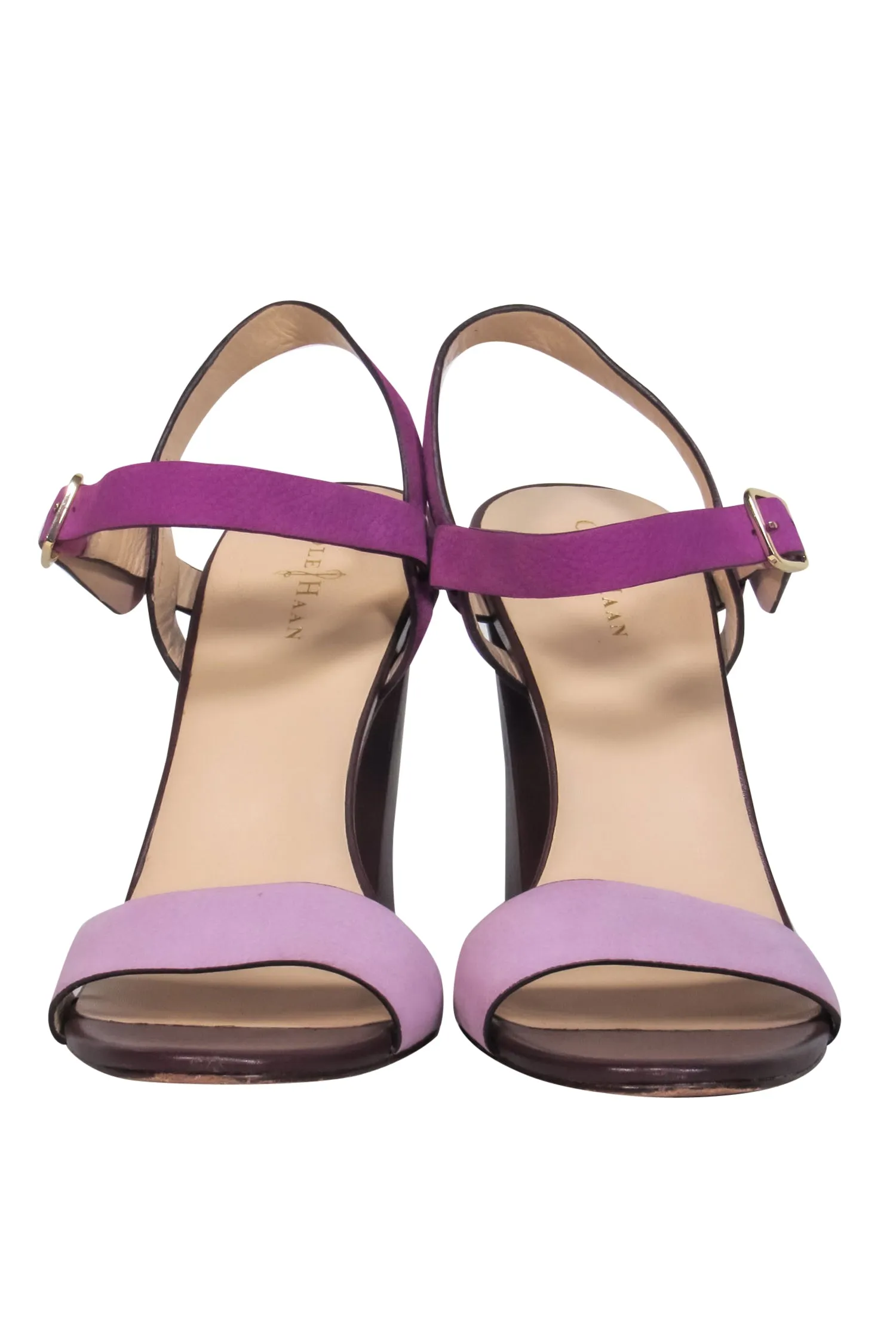 Cole Haan - Purple Colorblock Leather Strappy Block Heel Sandals Sz 8