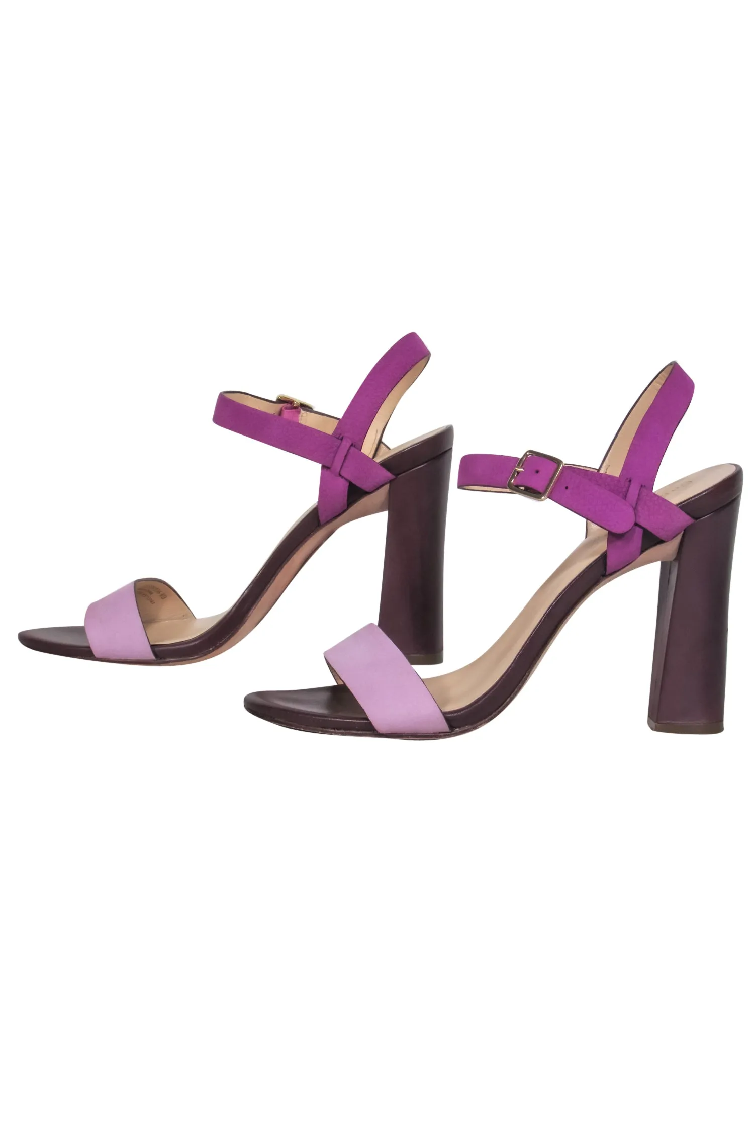 Cole Haan - Purple Colorblock Leather Strappy Block Heel Sandals Sz 8