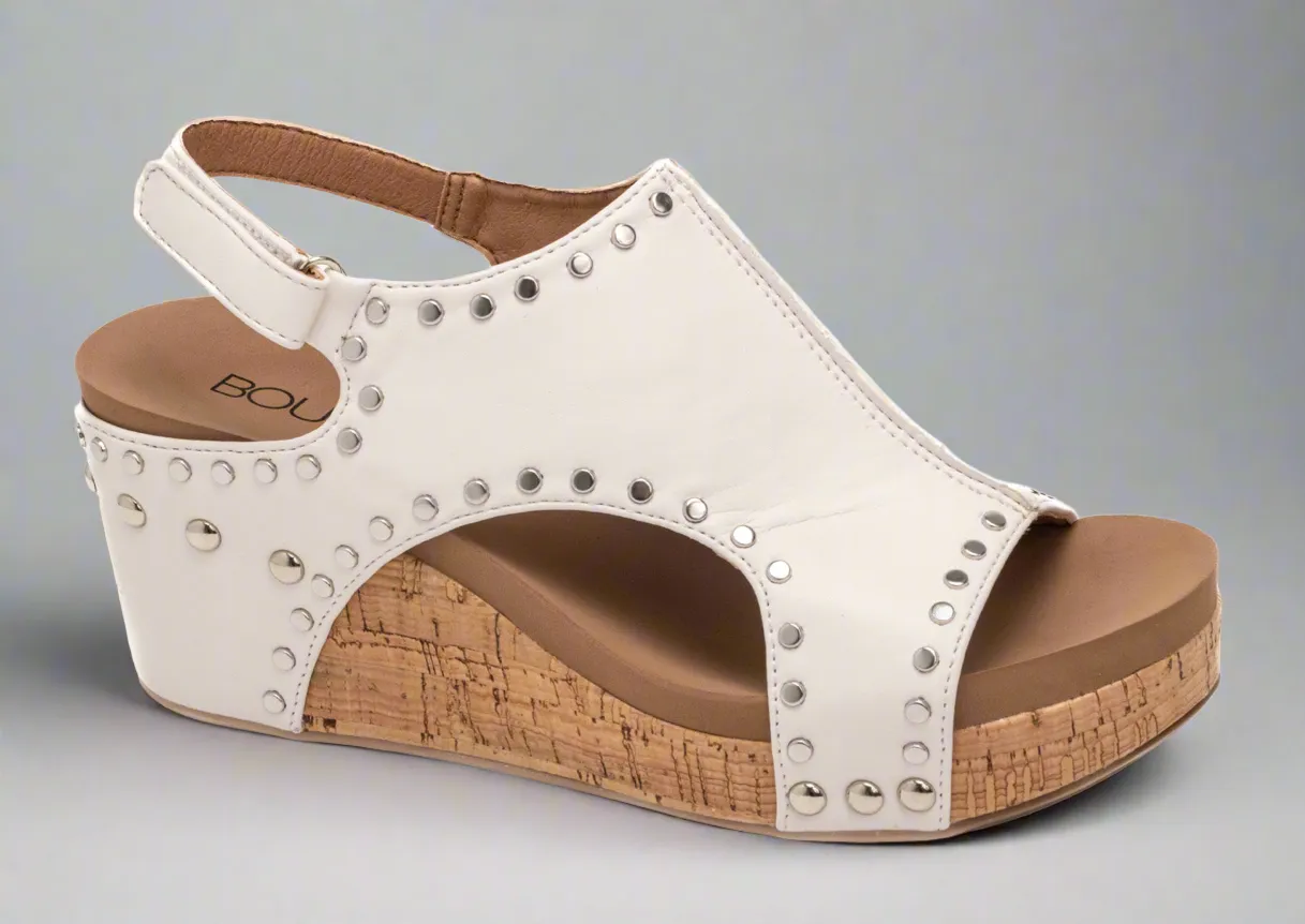 Corky's Carley Ivory Smooth Studded Wedge