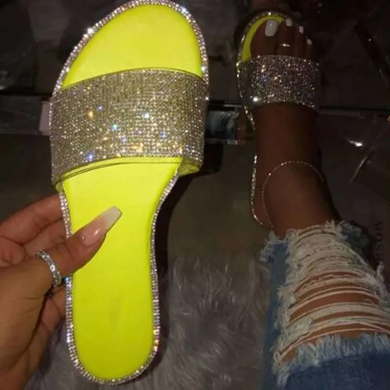 Crystal Flat Glitter Slides