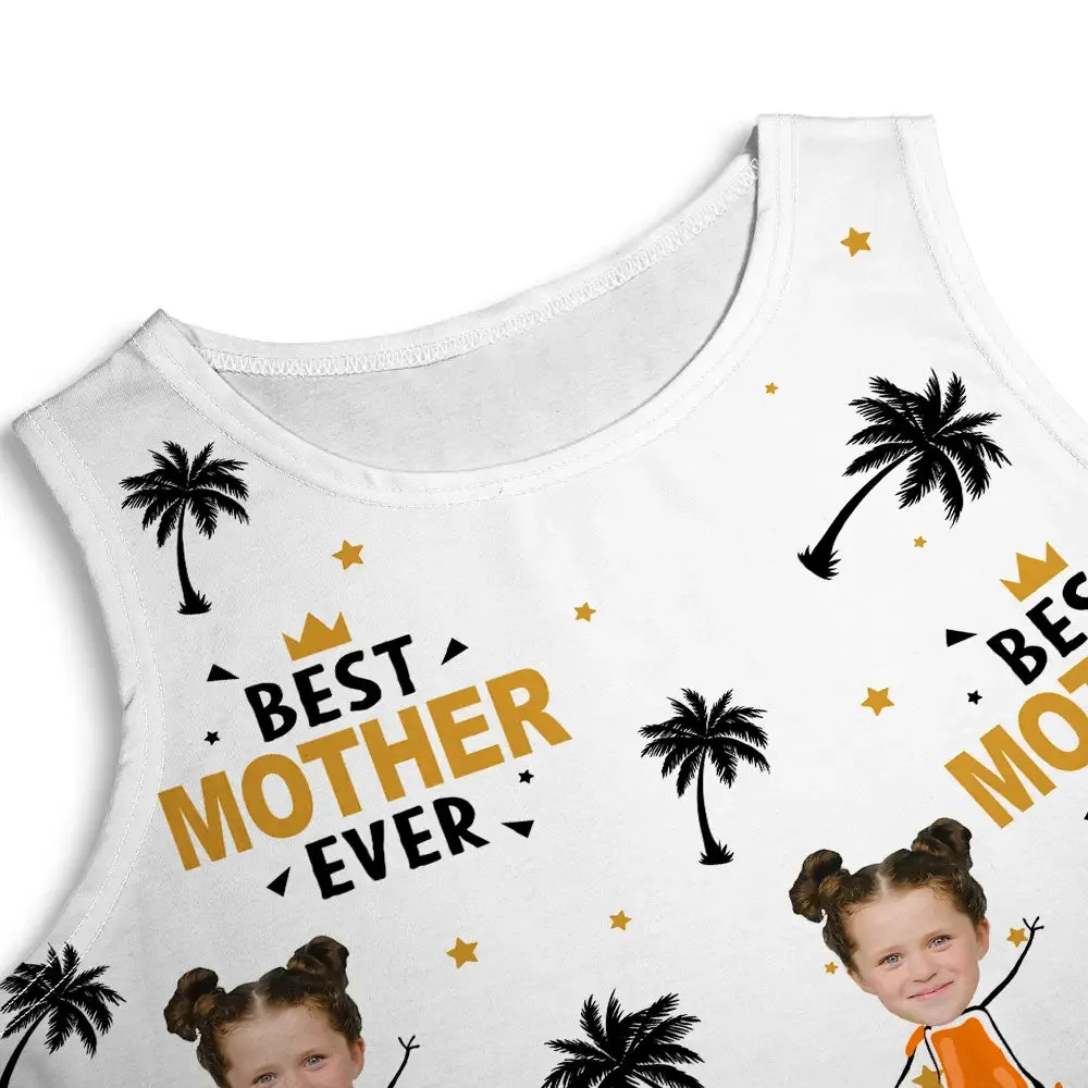 Custom Photo Best Mom Ever Tropical Summer Beach - Personalized Sleeveless Tank Dress