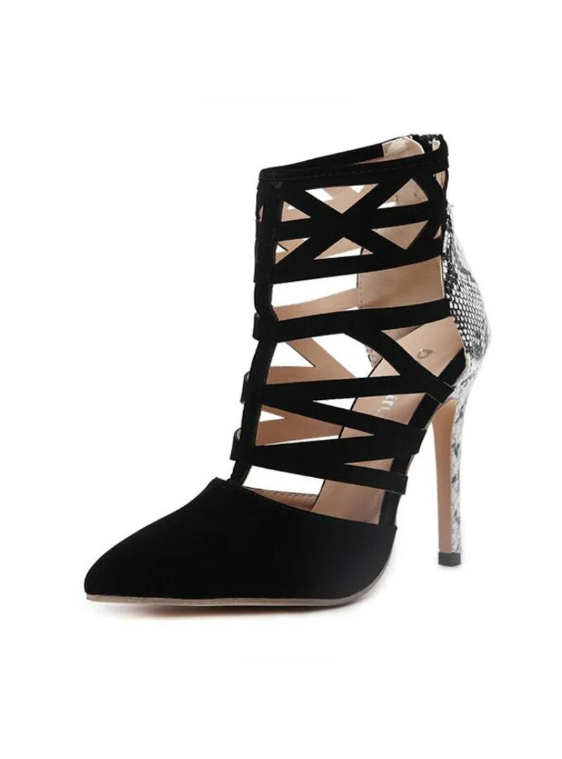 Cut Out Snakeskin Print Roman Sandals Gladiator Ankle