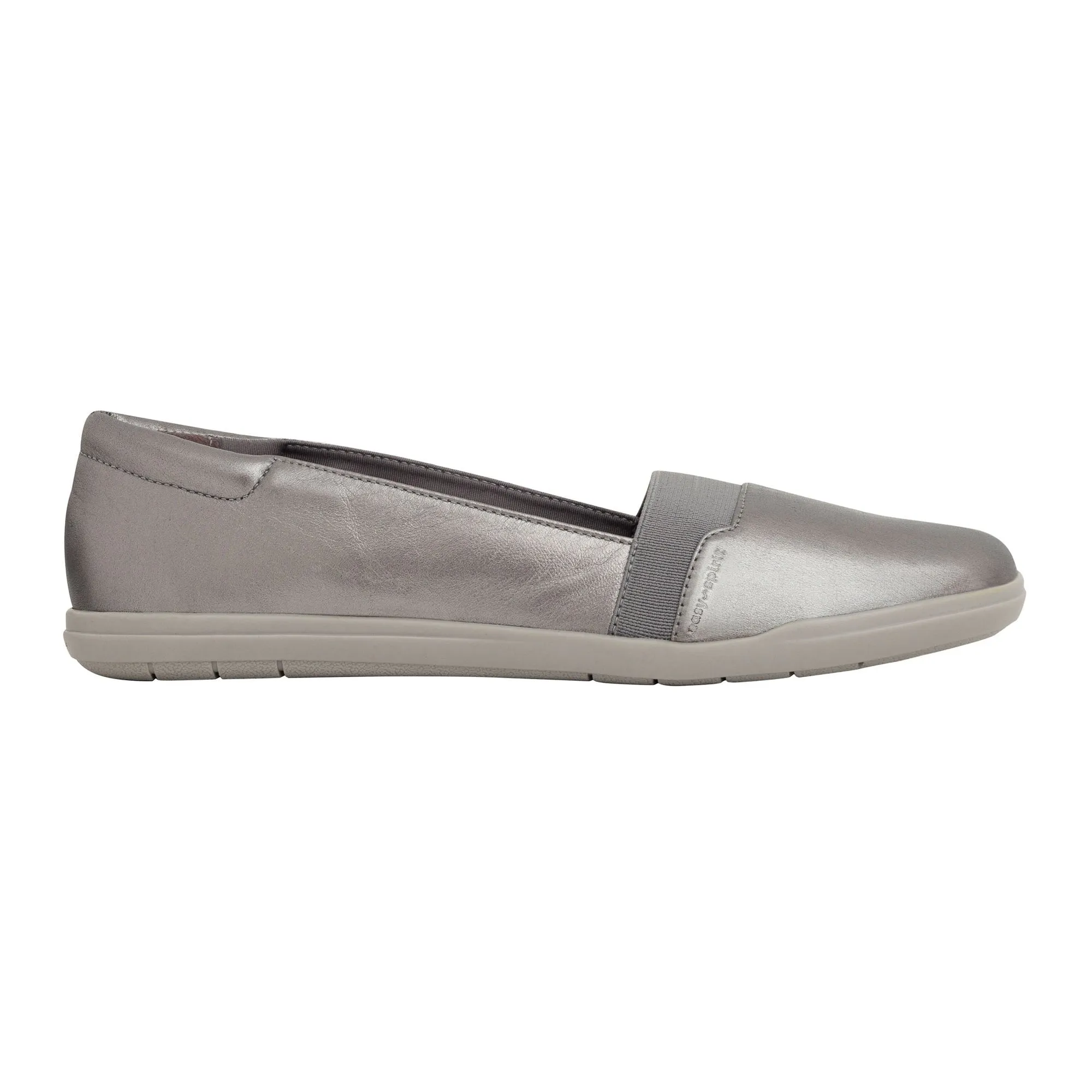 Easy Spirit Bounce Round Pewter Toe Slip On Ultra Light Cushioned Ballet Flats