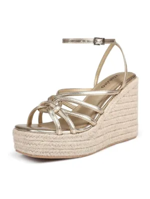 Gold platform espadrille wedge sandals