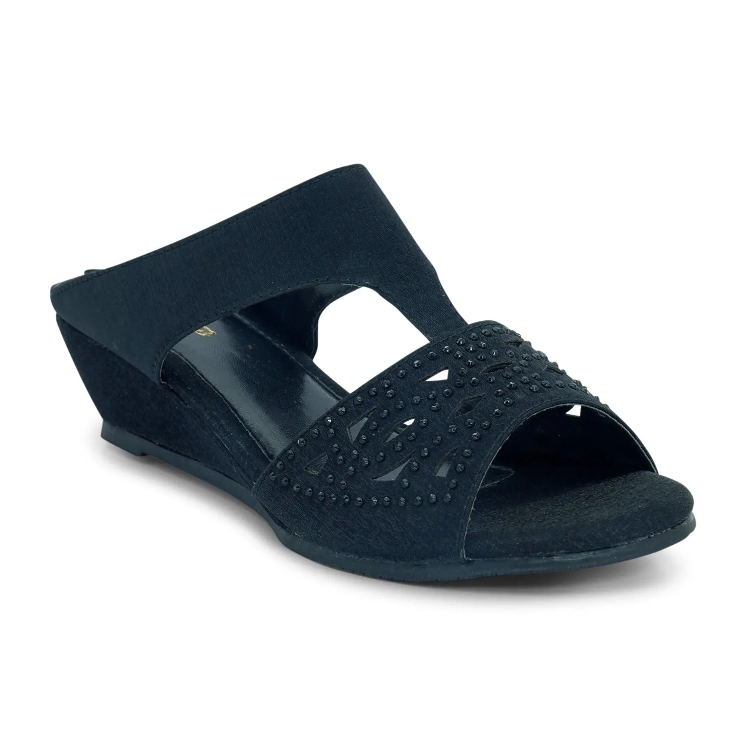 Grace Black Wedge Mules for Women