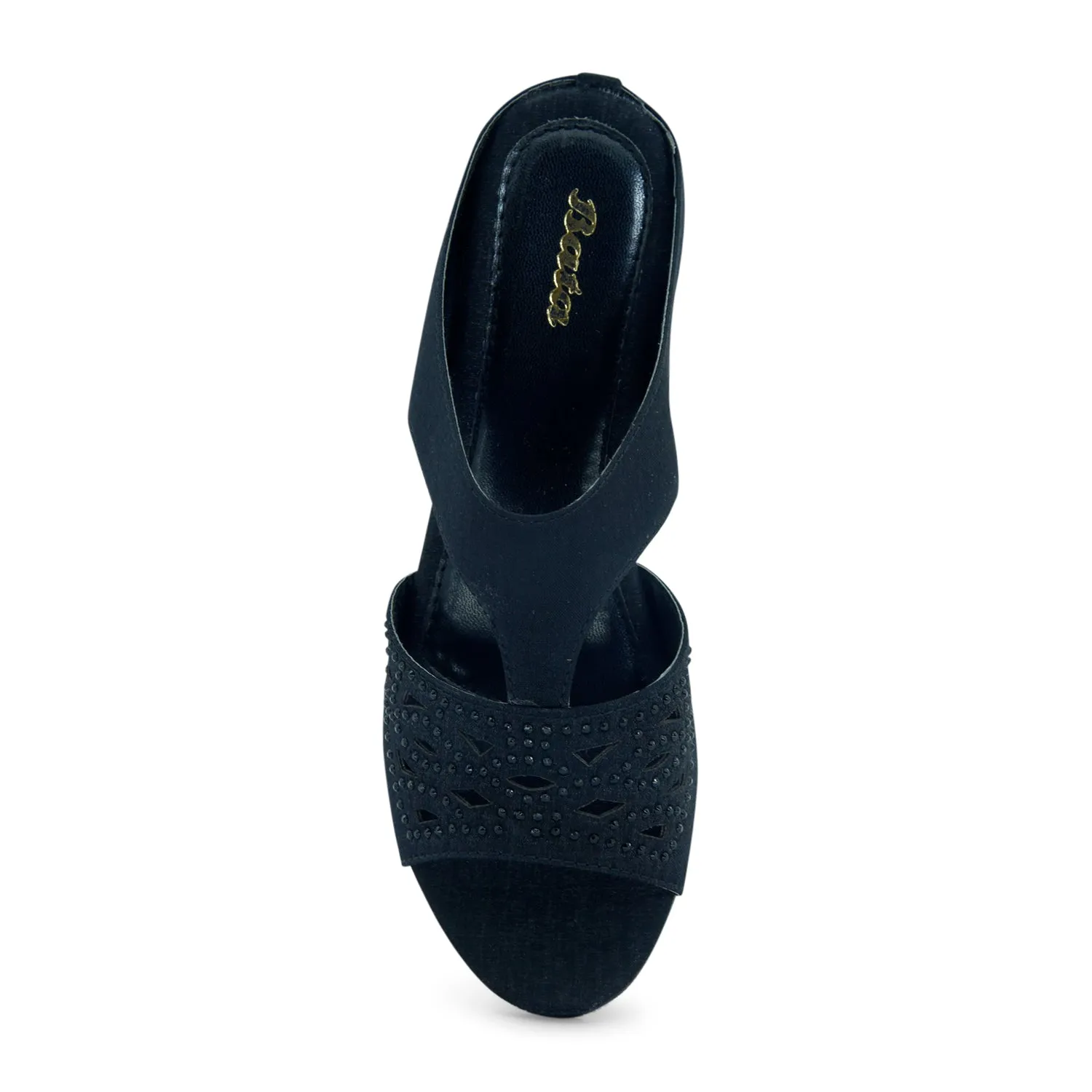 Grace Black Wedge Mules for Women