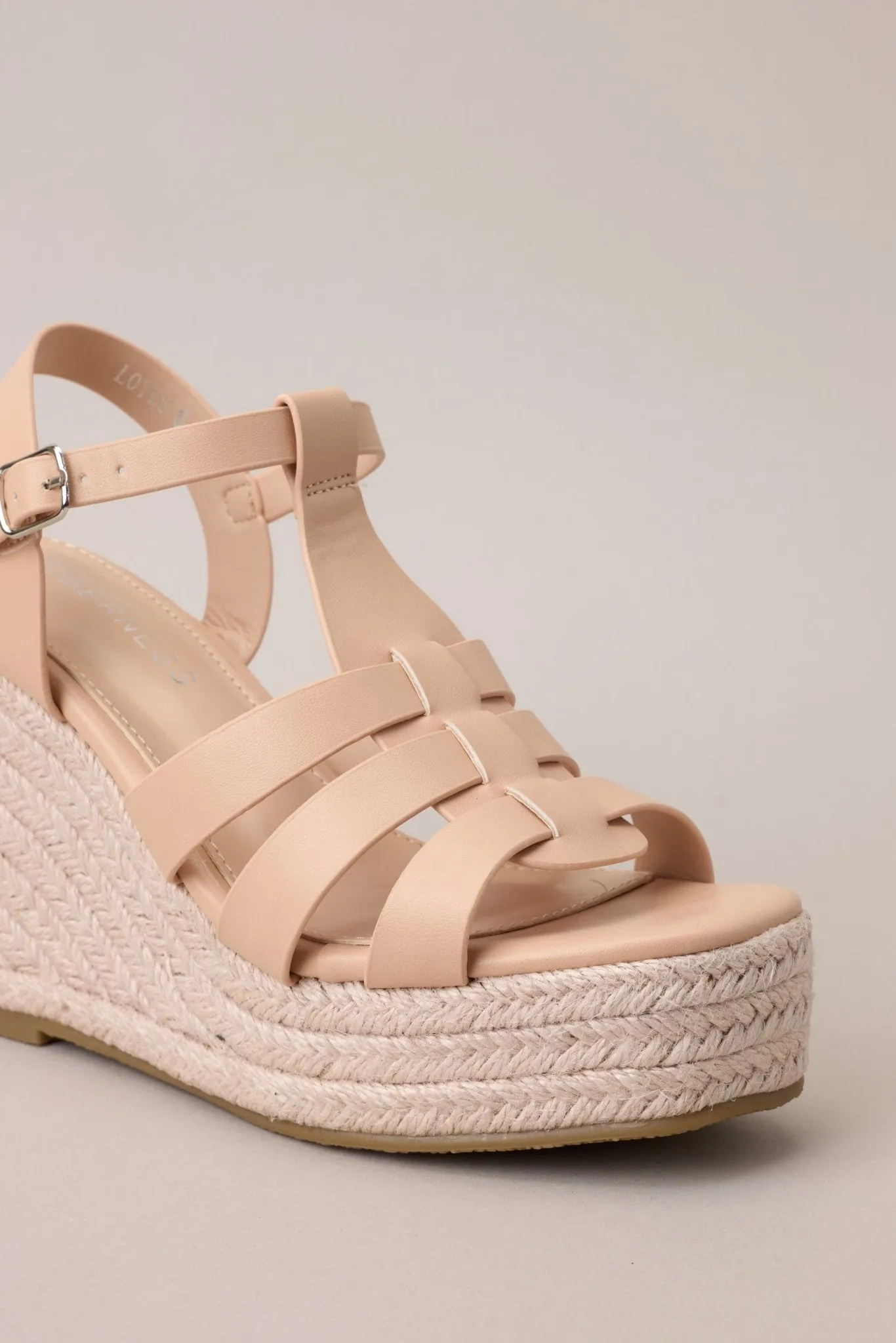 Just Wandering Beige Espadrille Platform Wedge Sandals