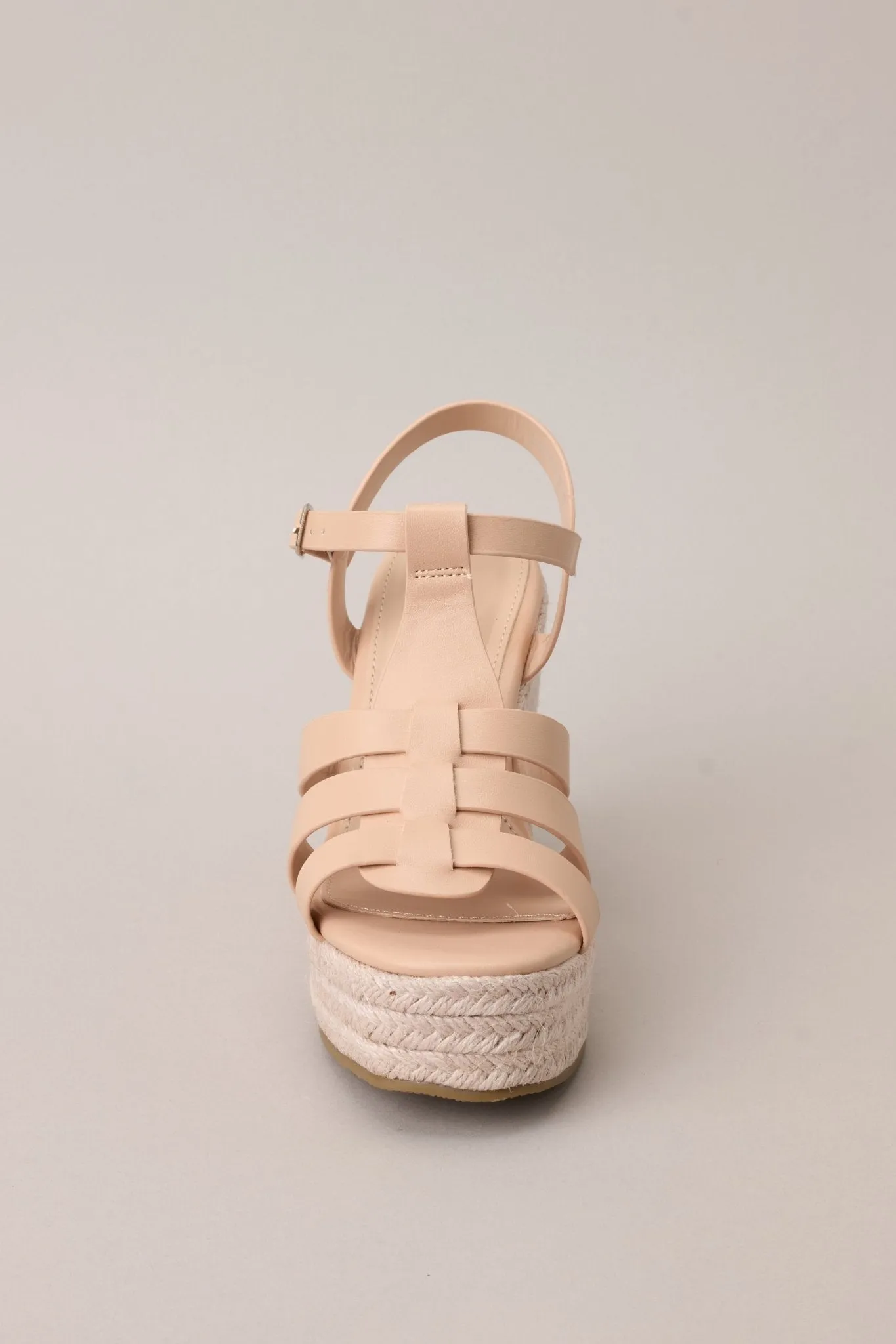 Just Wandering Beige Espadrille Platform Wedge Sandals