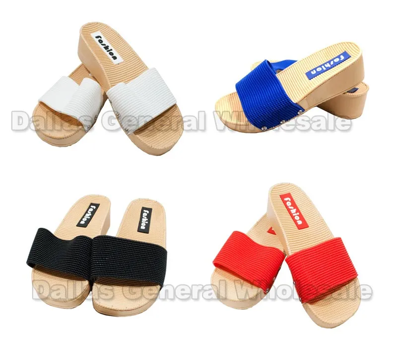 Laides 2" Heels Slide On Sandals Wholesale