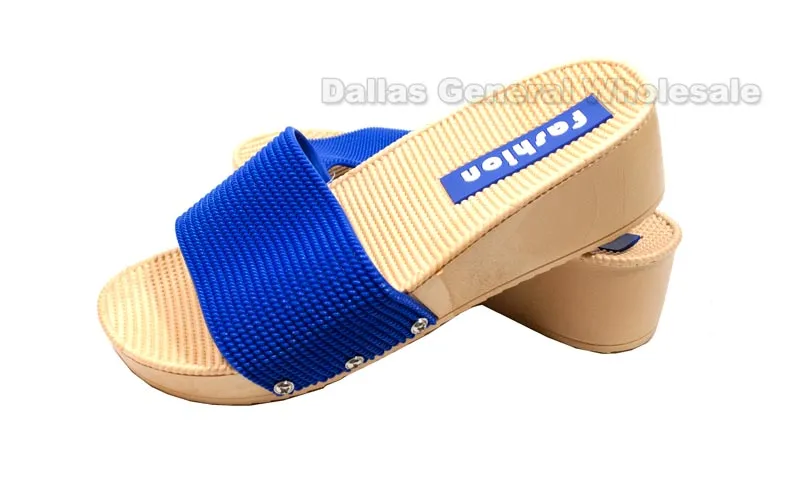 Laides 2" Heels Slide On Sandals Wholesale