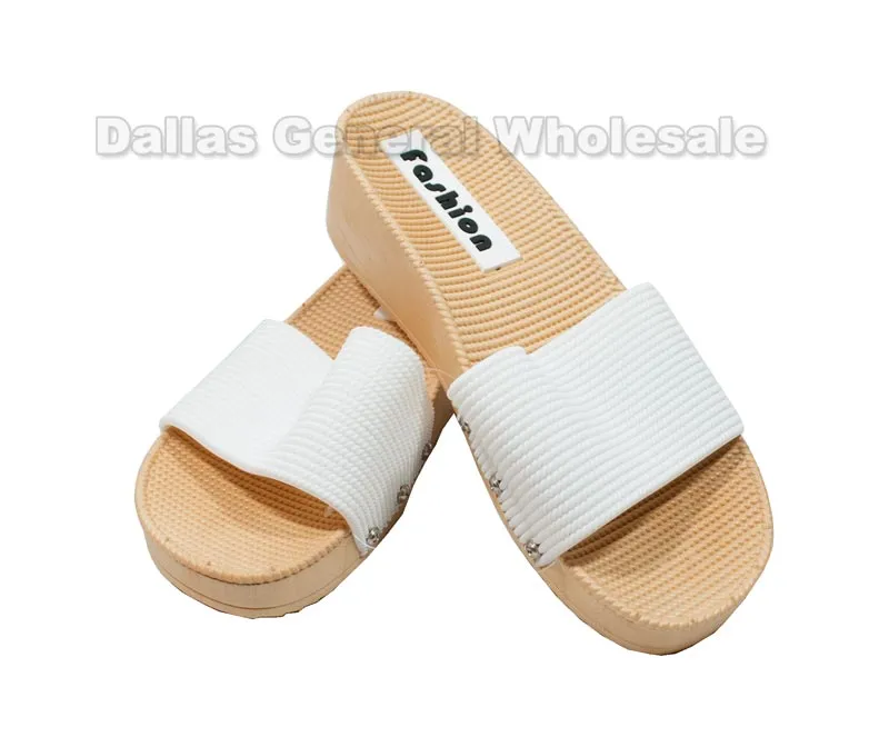 Laides 2" Heels Slide On Sandals Wholesale