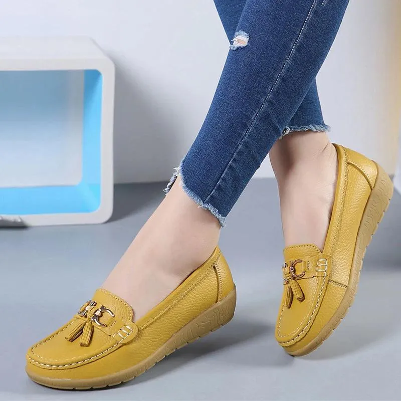 Leather Breathable Moccasins For Women's