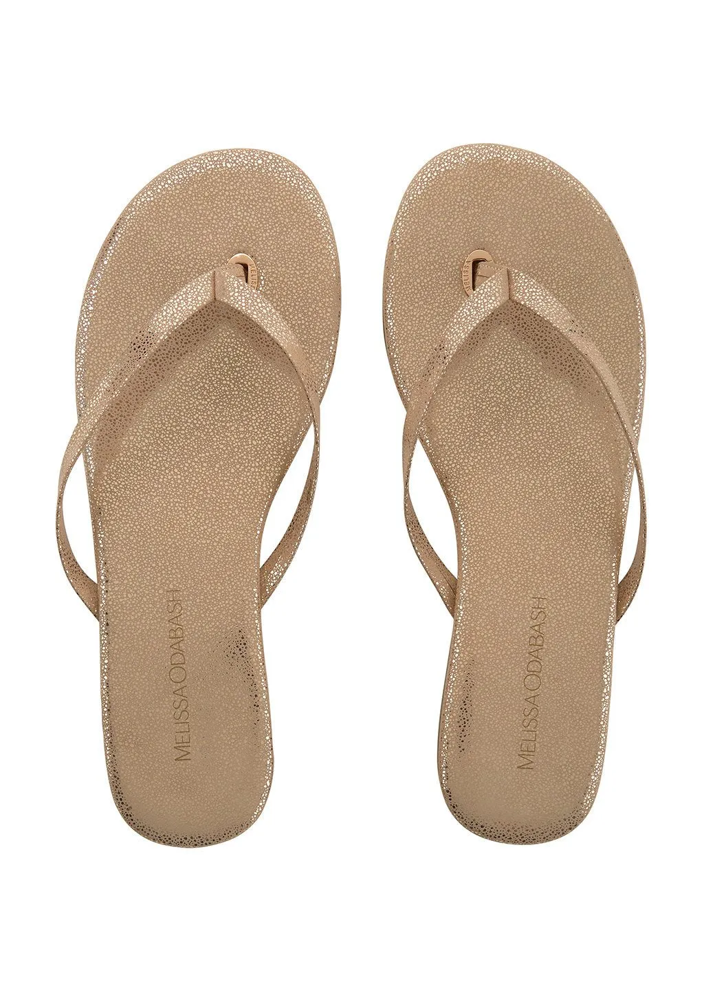 Leather Flip Flops Gold Sparkle