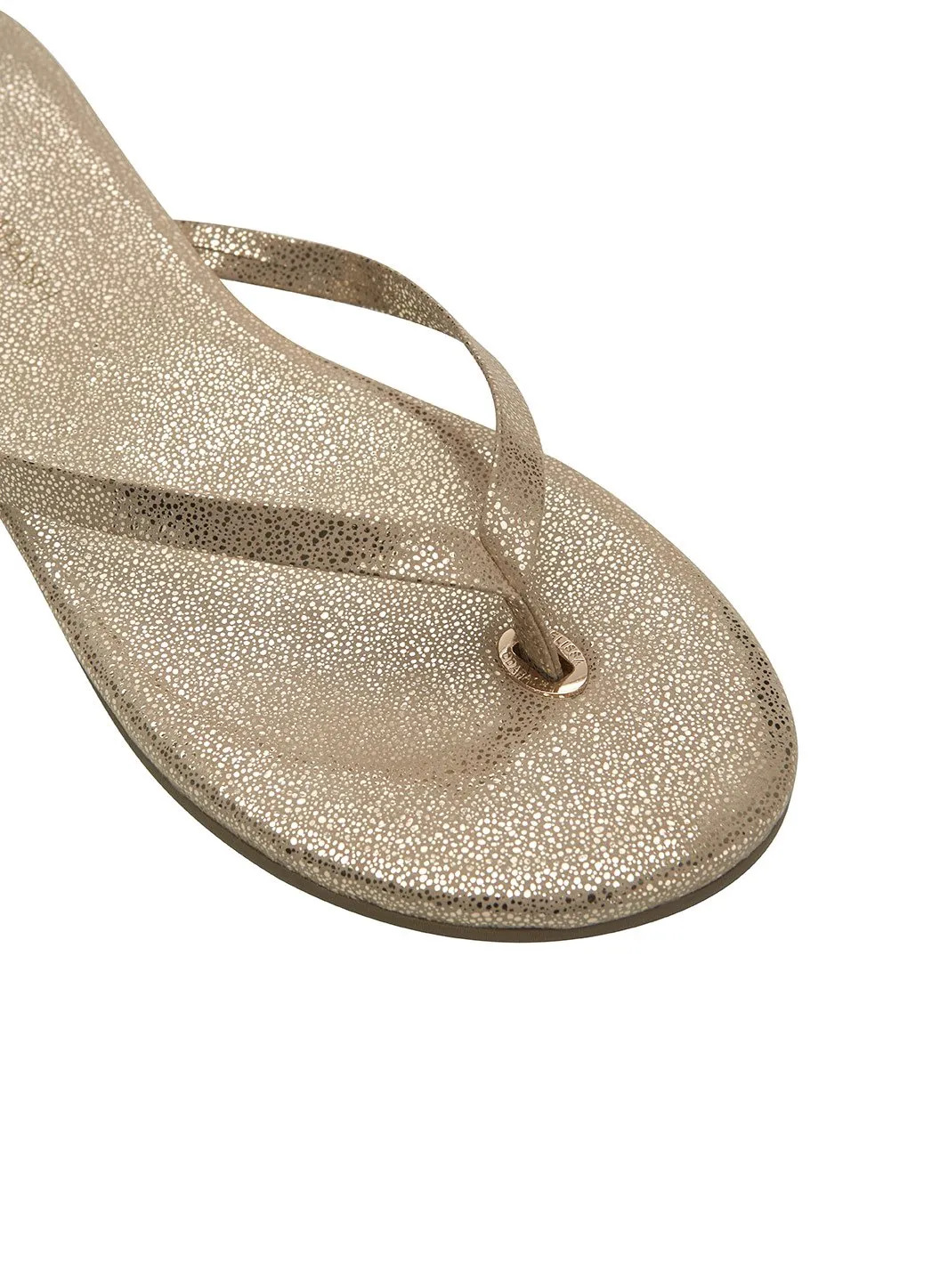 Leather Flip Flops Gold Sparkle