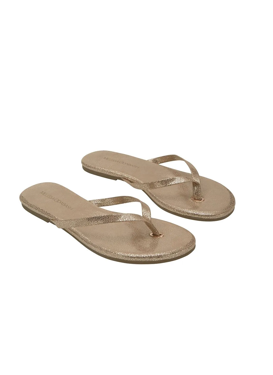 Leather Flip Flops Gold Sparkle