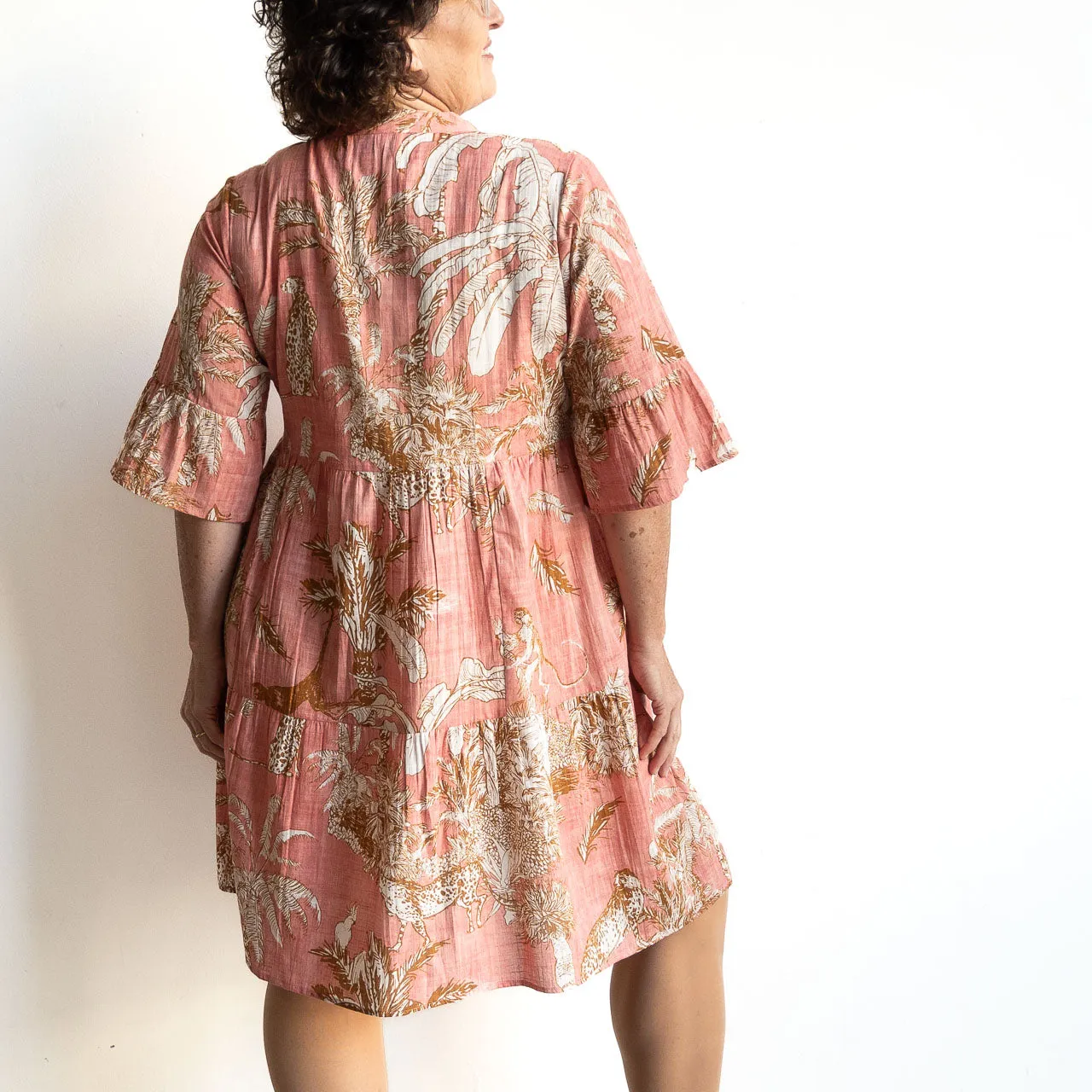 Mandarin Empire Dress - Safari Coral