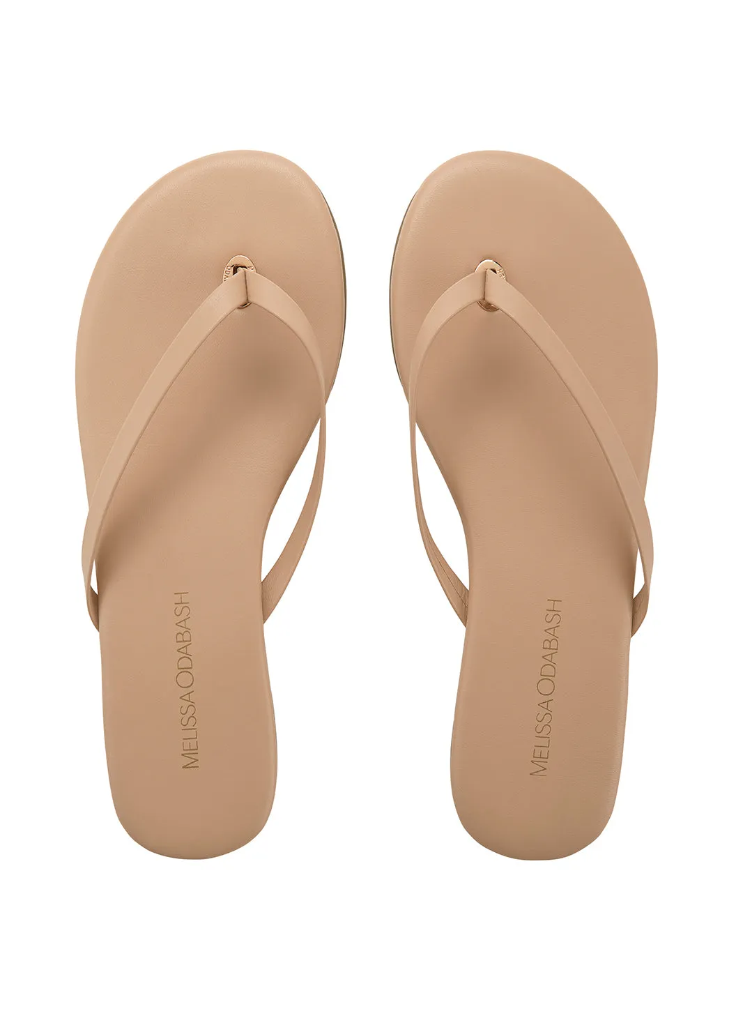 Melissa Odabash Branded Leather Sandals in Nude