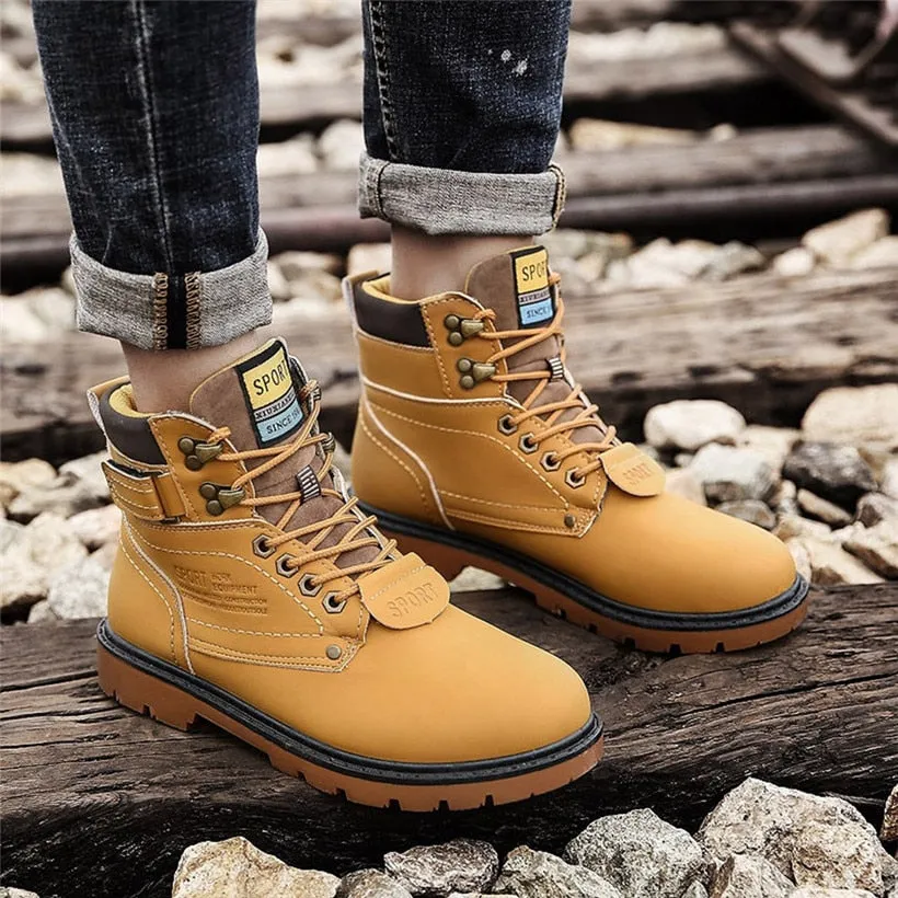 Men Outdoor Sneakers Wear-resistant Lace-up Hiking Shoes