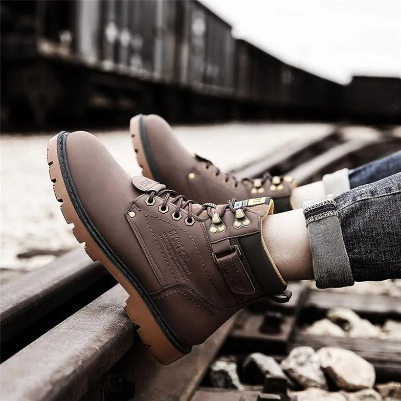 Men Outdoor Sneakers Wear-resistant Lace-up Hiking Shoes