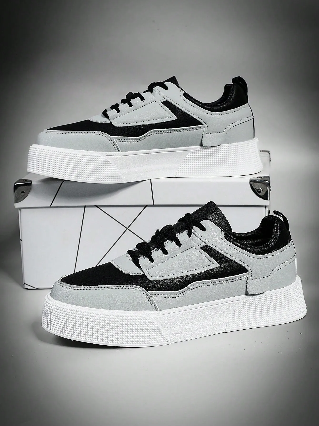 Men's New Style Thick Bottom Height Increasing Breathable White Shoes,