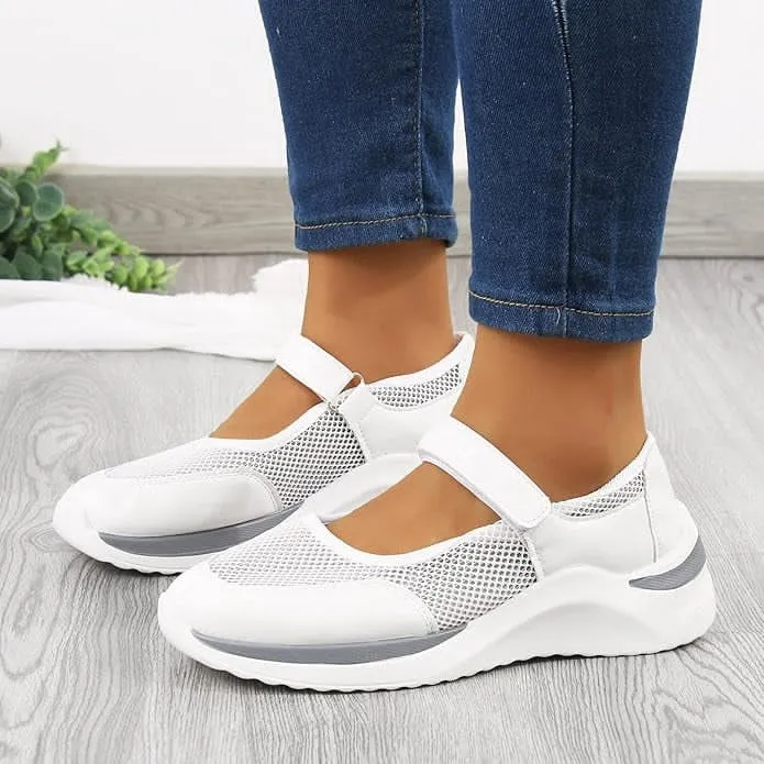 NEW Sz 8.5 Color Block Mesh Breathable Hook Loop Shoes for Women Sneakers Ladies Comfortable Platform Sneakers Casual Arch