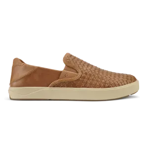 OluKai Men's Lae'ahi Lauhala Leather Slip Ons- Fox