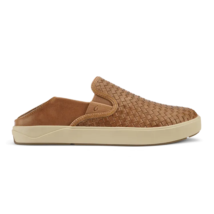 OluKai Men's Lae'ahi Lauhala Leather Slip Ons- Fox