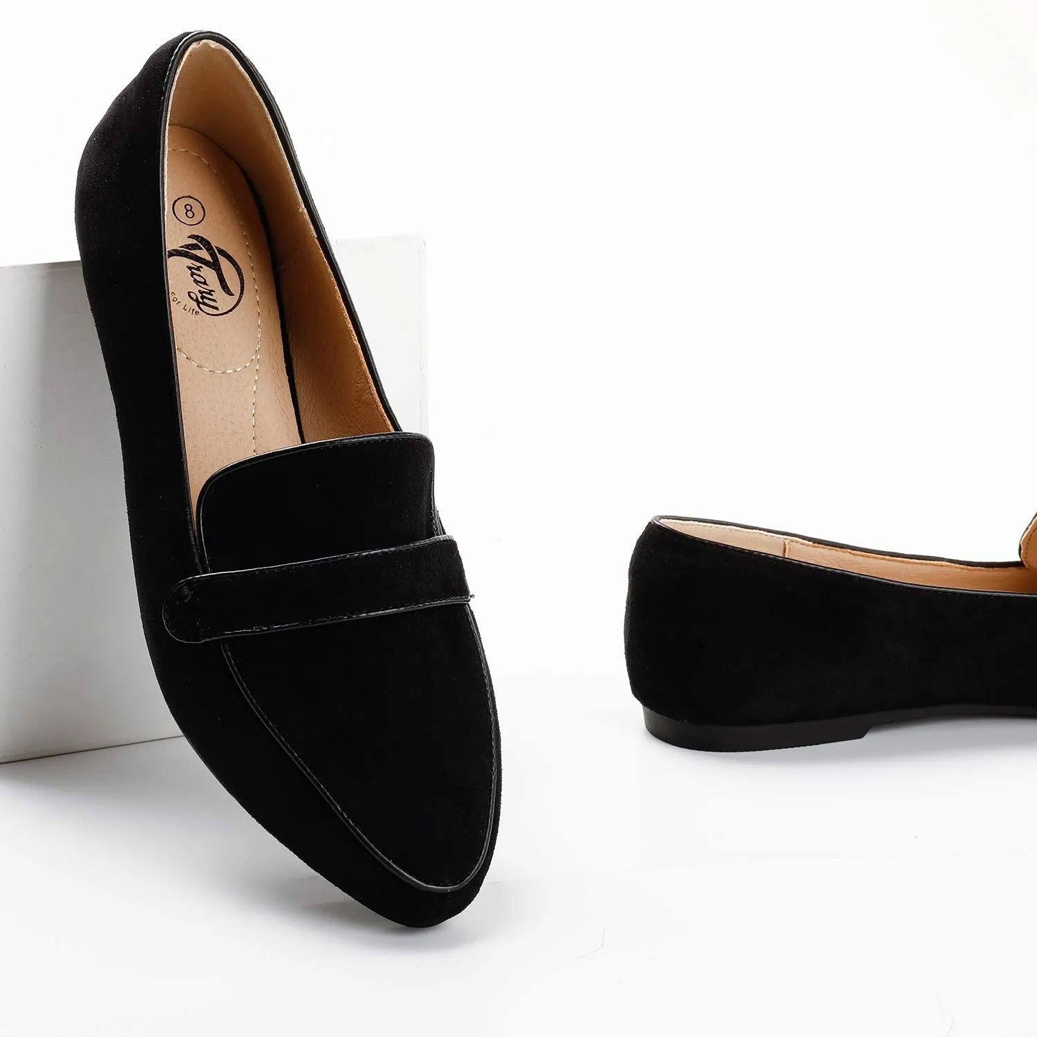 Pointed Toe Loafers Slip on Flat