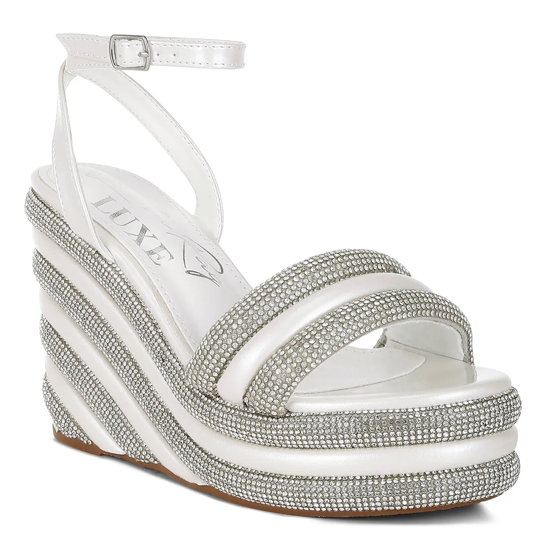 Rhinestone Studded Wedge Sandals