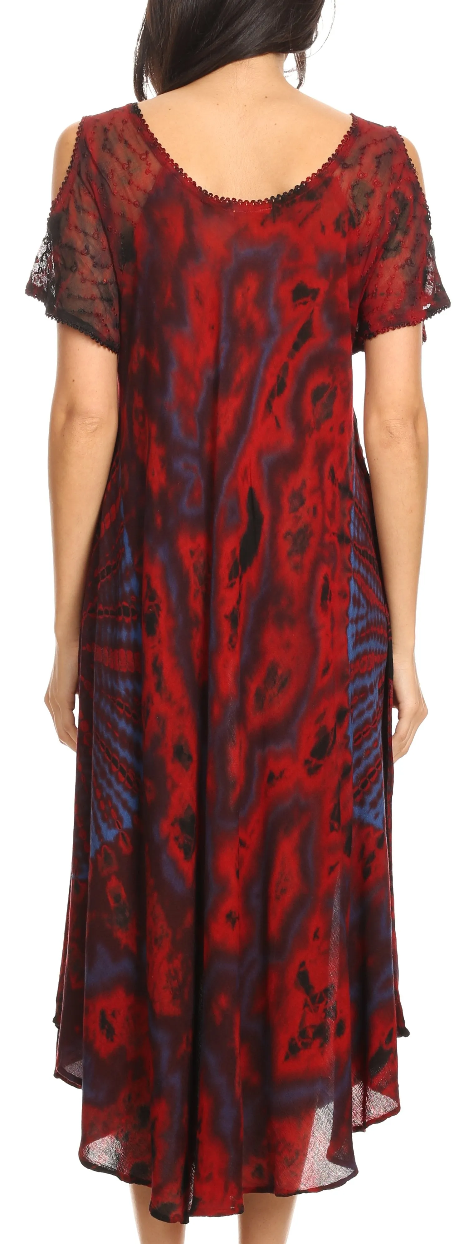 Sakkas Ada Women Cold Shoulder Caftan Relax Long Maxi Dress on Tie-dye with Corset