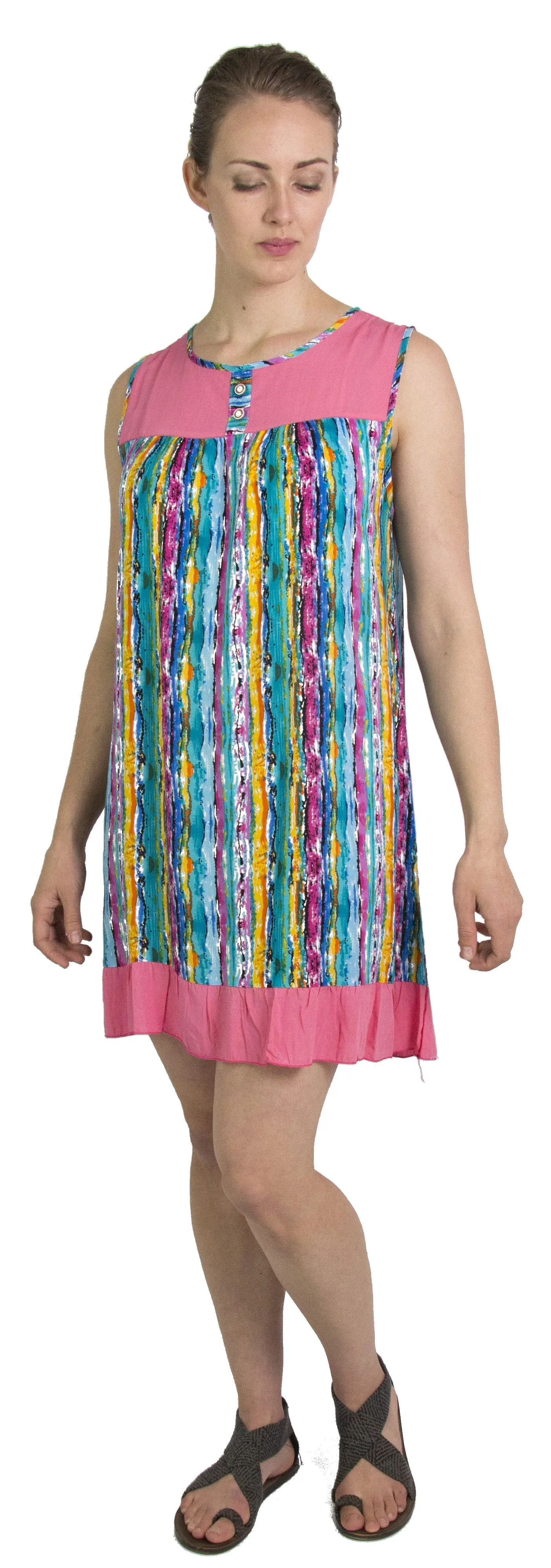 Sakkas Aidan Women Summer Short Shift Dress Colorful Loose Boho Casual Sleeveless