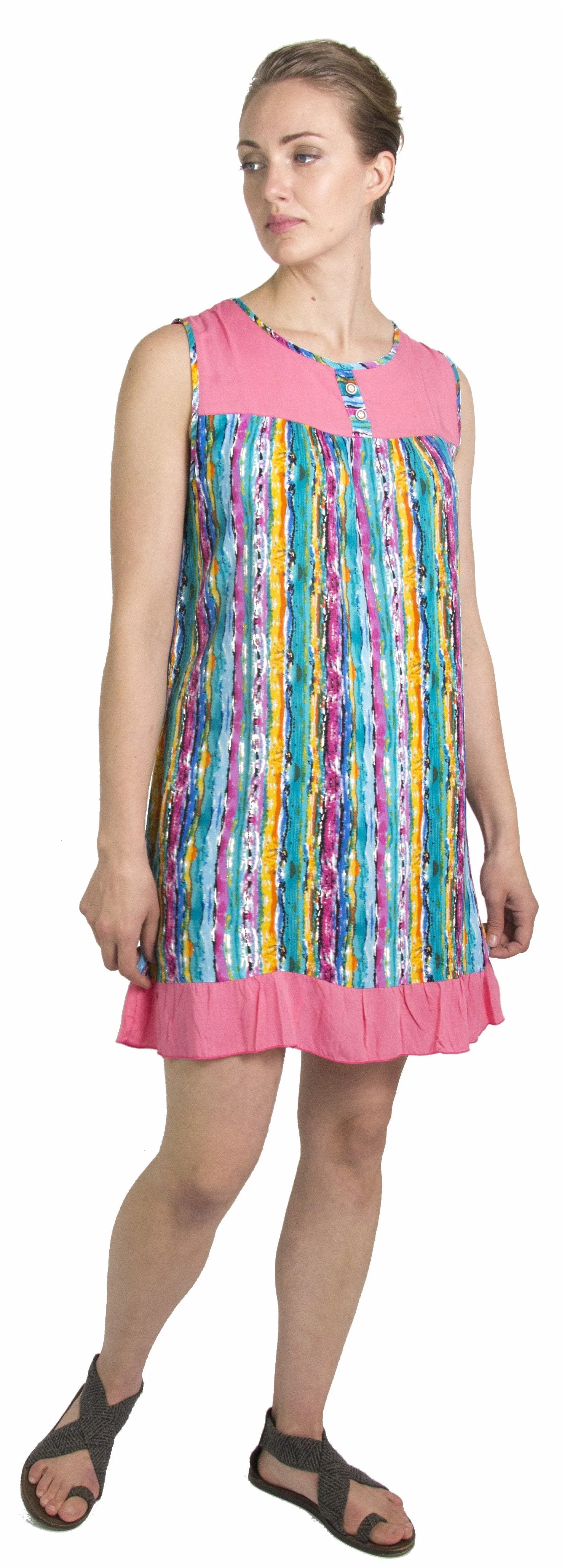 Sakkas Aidan Women Summer Short Shift Dress Colorful Loose Boho Casual Sleeveless