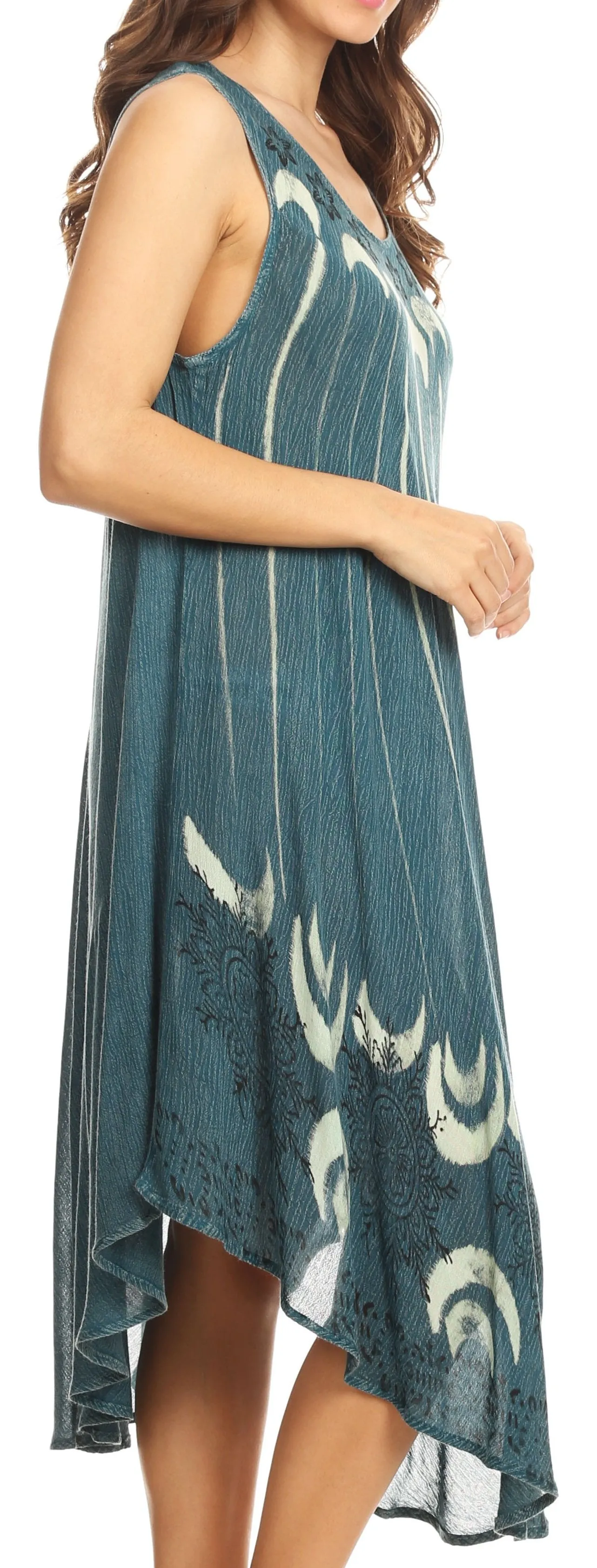 Sakkas Ecrin Women Tie-dye Sleeveless Stonewashed Caftan Cover up Dress Flowy