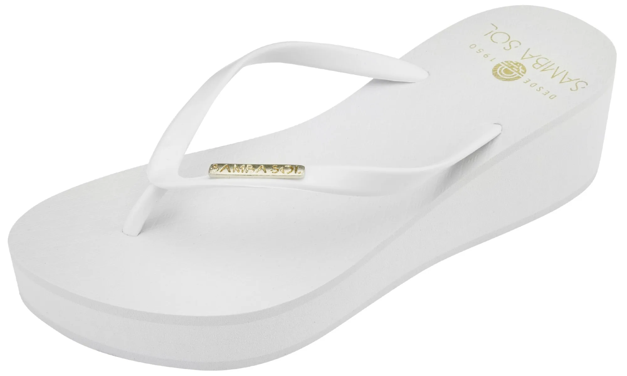 Samba Sol Women’s Wedge Collection Flip Flops - White